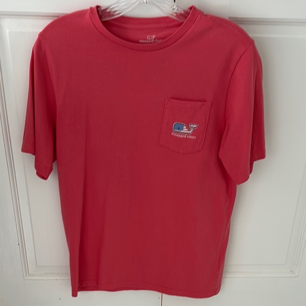 Vineyard Vines Coral Tee with Pocket Logo